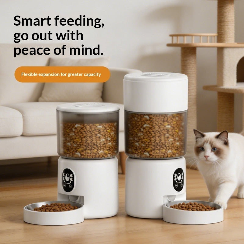 WiFi automatic pet feeder with stainless steel bowl