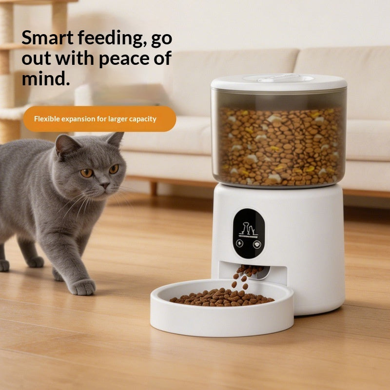 WiFi automatic pet feeder with stainless steel bowl