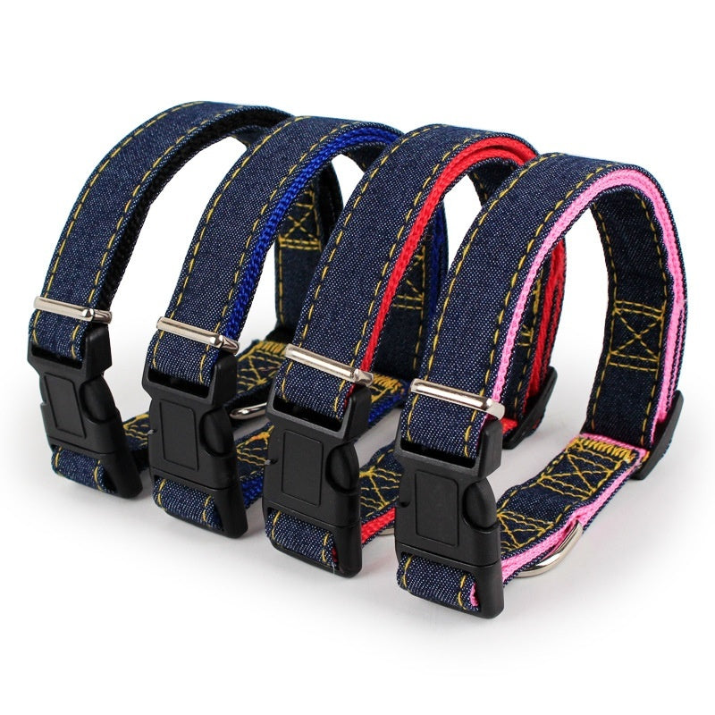 Denim dog harness and leash set