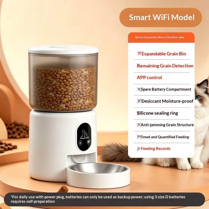 WiFi automatic pet feeder with stainless steel bowl