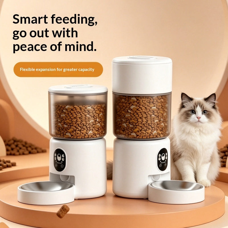 WiFi automatic pet feeder with stainless steel bowl