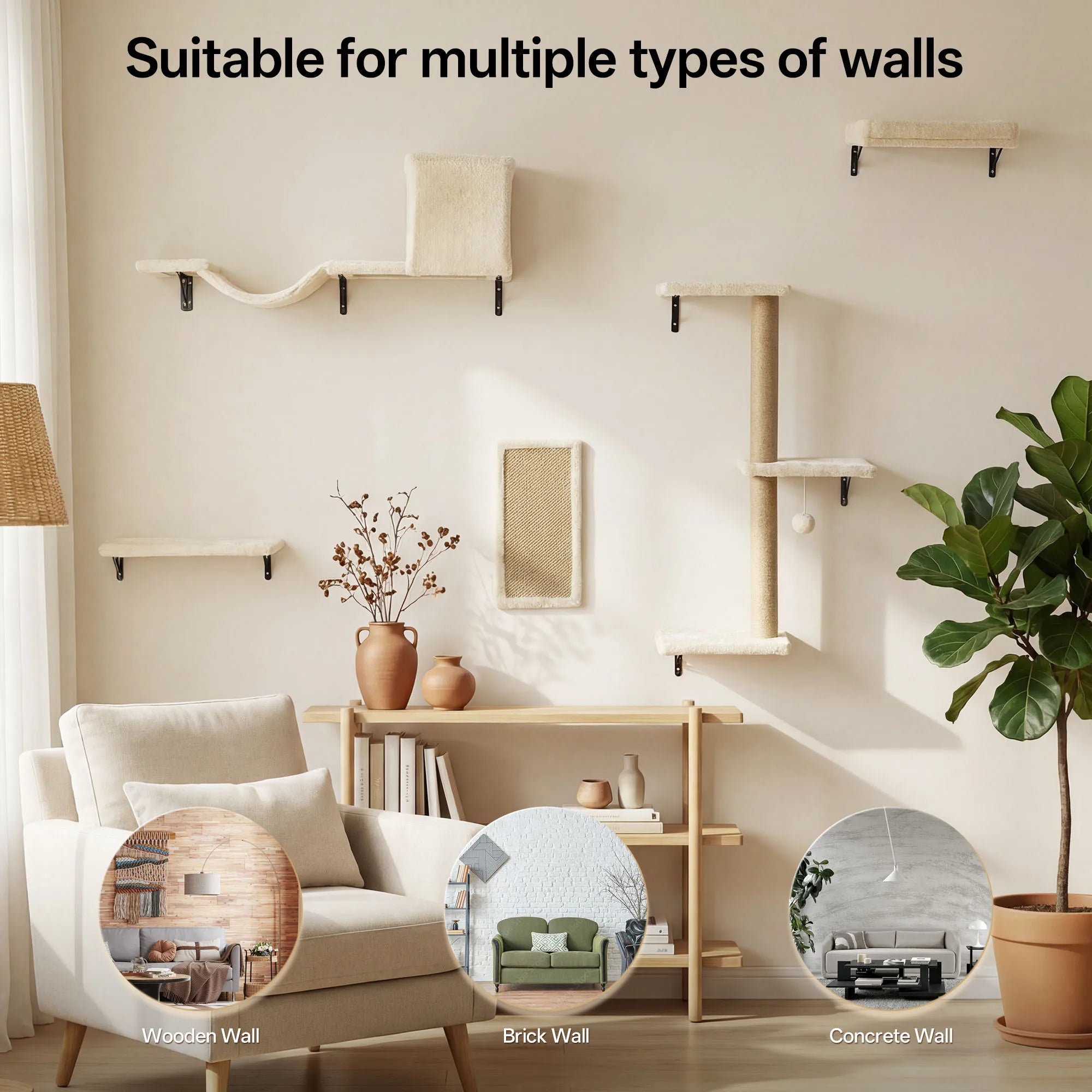 Solid wood cat wall climbing furniture set