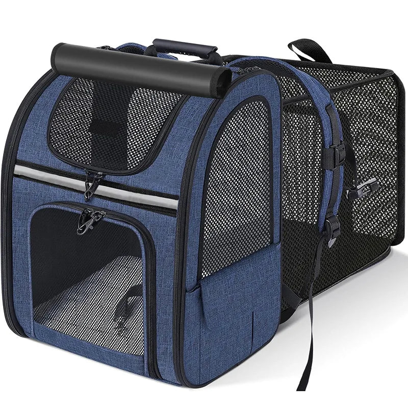 Cat carrier backpack with mesh ventilation