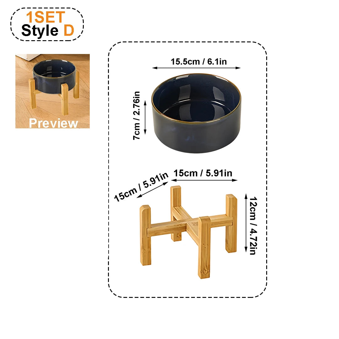 Elevated ceramic anti-tip pet bowl