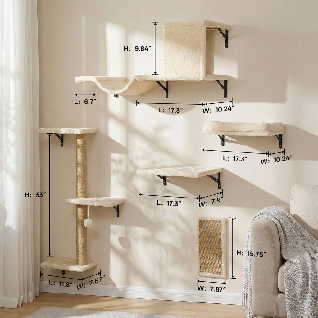 Solid wood cat wall climbing furniture set