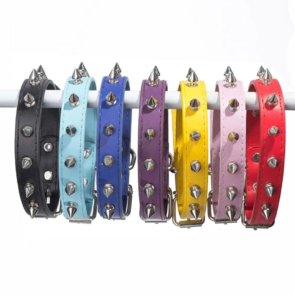 Studded leather pet collar