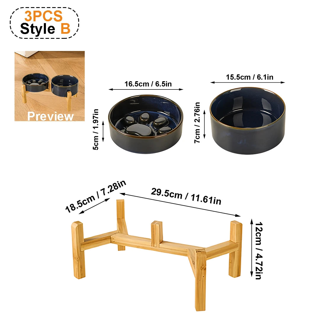 Elevated ceramic anti-tip pet bowl