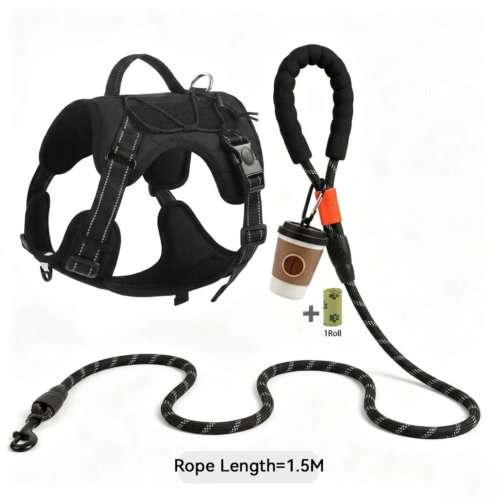 No-pull dog harness with reflective stitching