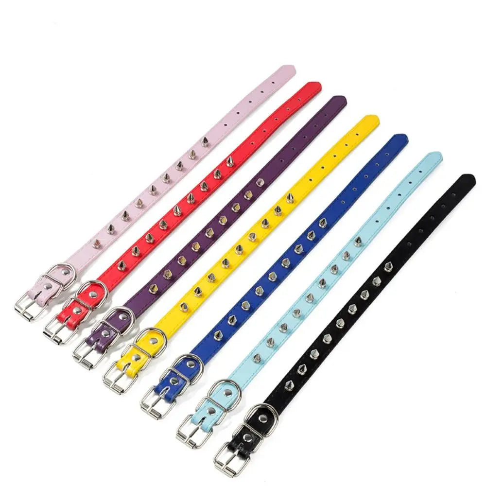 Studded leather pet collar