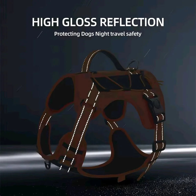 No-pull dog harness with reflective stitching