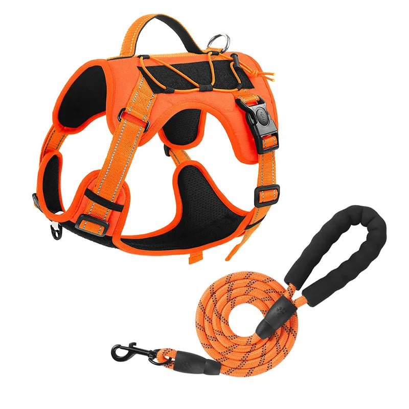 No-pull dog harness with reflective stitching