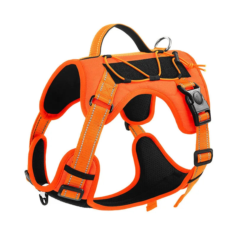 No-pull dog harness with reflective stitching