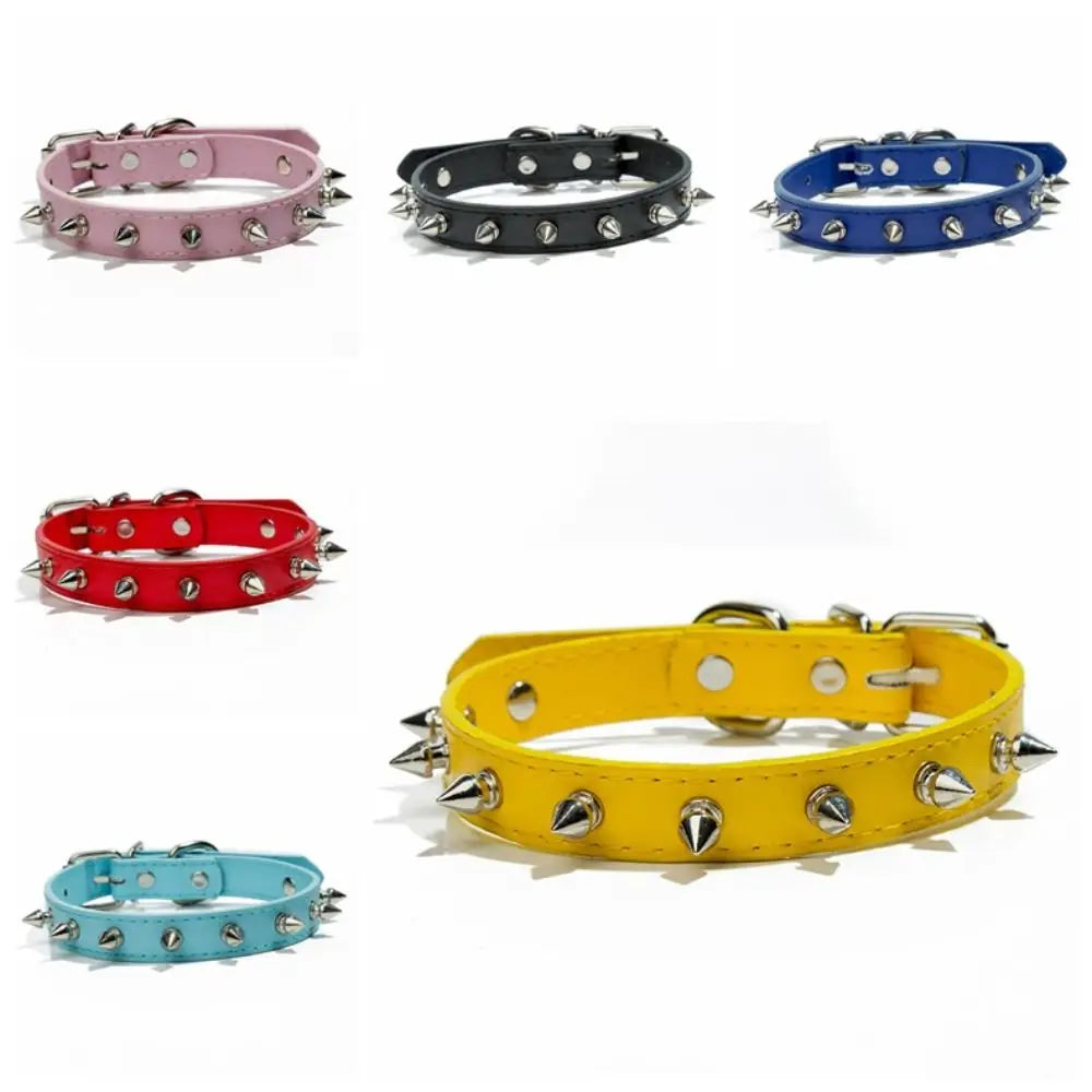 Studded leather pet collar
