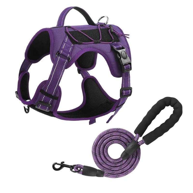 No-pull dog harness with reflective stitching