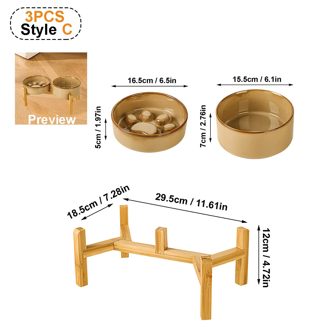 Elevated ceramic anti-tip pet bowl