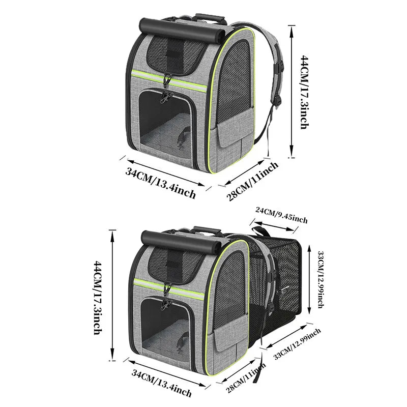 Cat carrier backpack with mesh ventilation