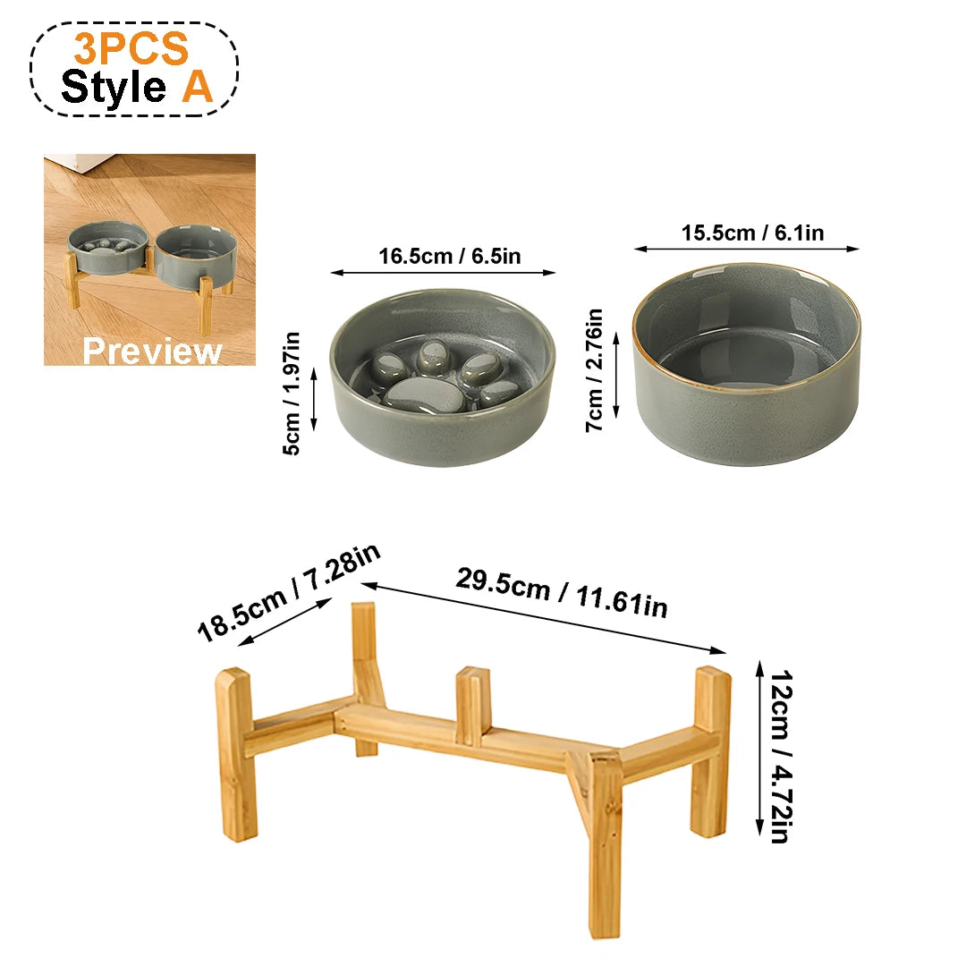 Elevated ceramic anti-tip pet bowl