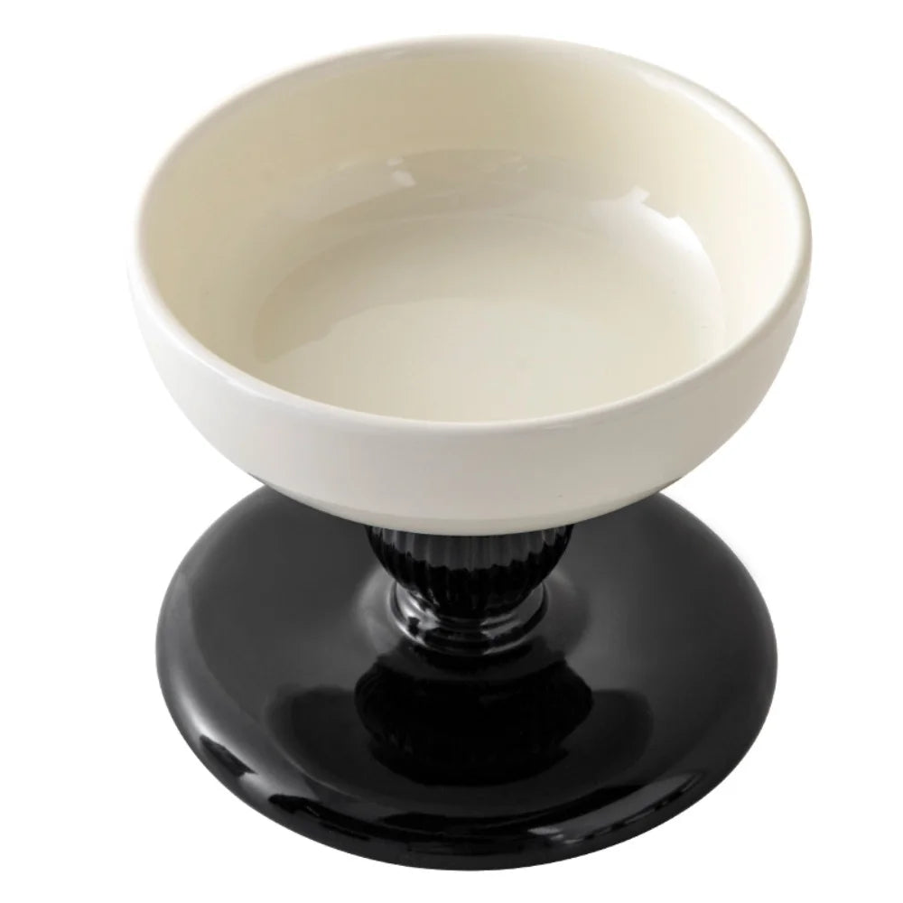 Elevated ceramic anti-tip pet bowl