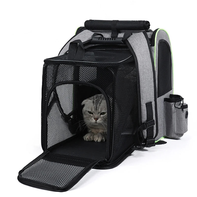 Cat carrier backpack with mesh ventilation