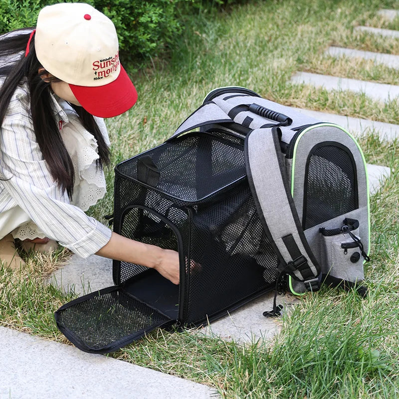 Cat carrier backpack with mesh ventilation