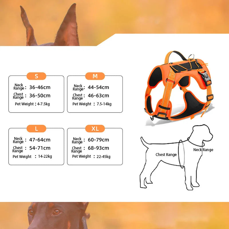 No-pull dog harness with reflective stitching
