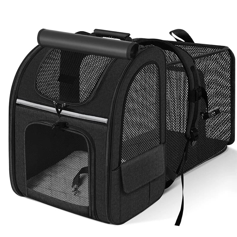 Cat carrier backpack with mesh ventilation