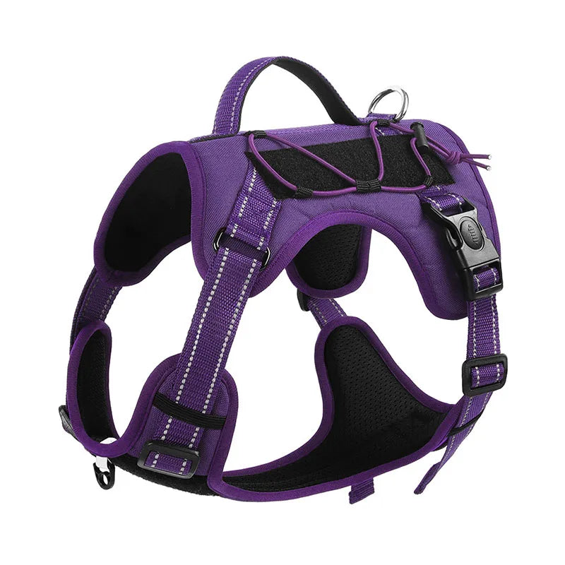 No-pull dog harness with reflective stitching