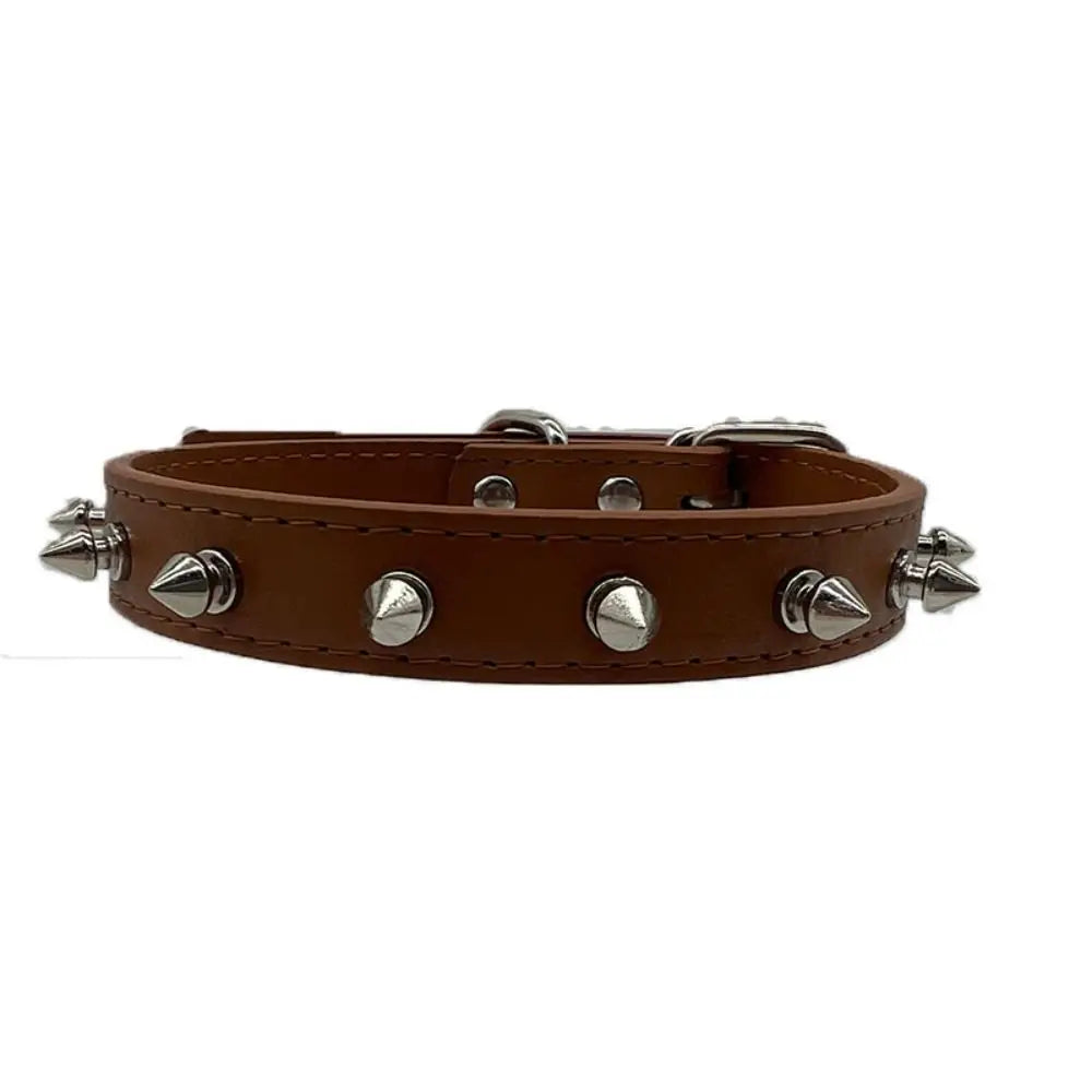 Studded leather pet collar