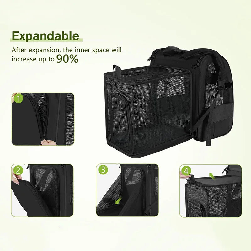 Cat carrier backpack with mesh ventilation