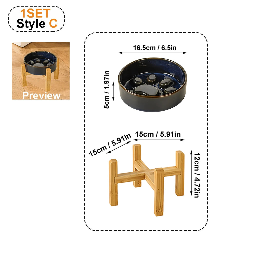 Elevated ceramic anti-tip pet bowl