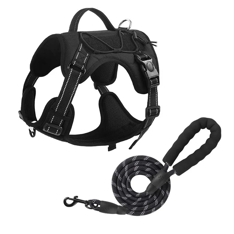 No-pull dog harness with reflective stitching