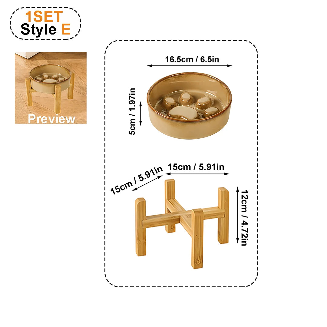 Elevated ceramic anti-tip pet bowl