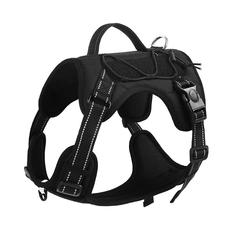 No-pull dog harness with reflective stitching