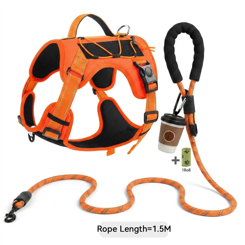 No-pull dog harness with reflective stitching