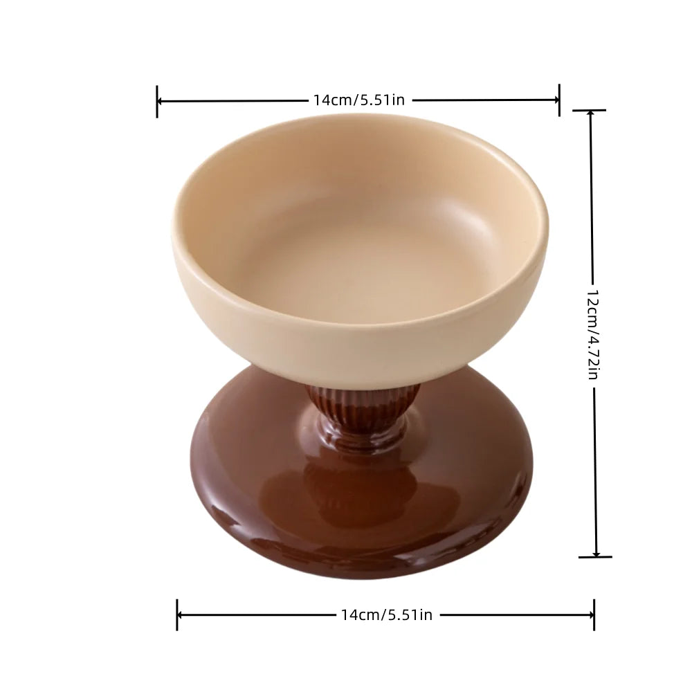Elevated ceramic anti-tip pet bowl