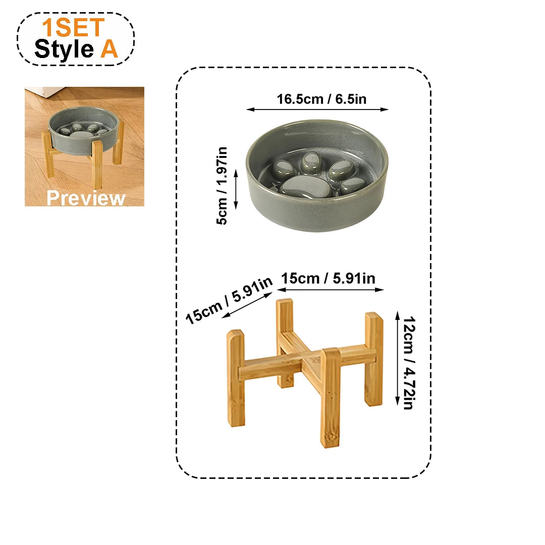 Elevated ceramic anti-tip pet bowl