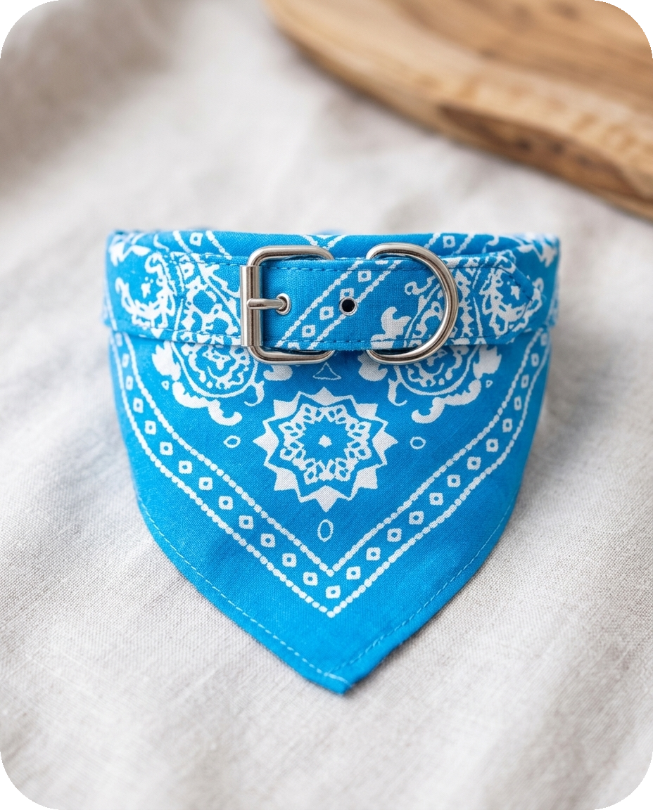 Bandana Print Collar detail — Alder Pets & Co.