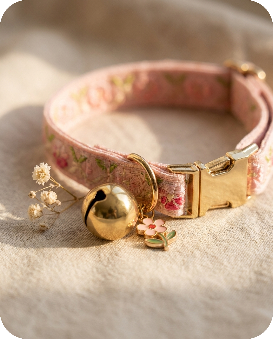 Floral Bell Collar detail — Alder Pets & Co.