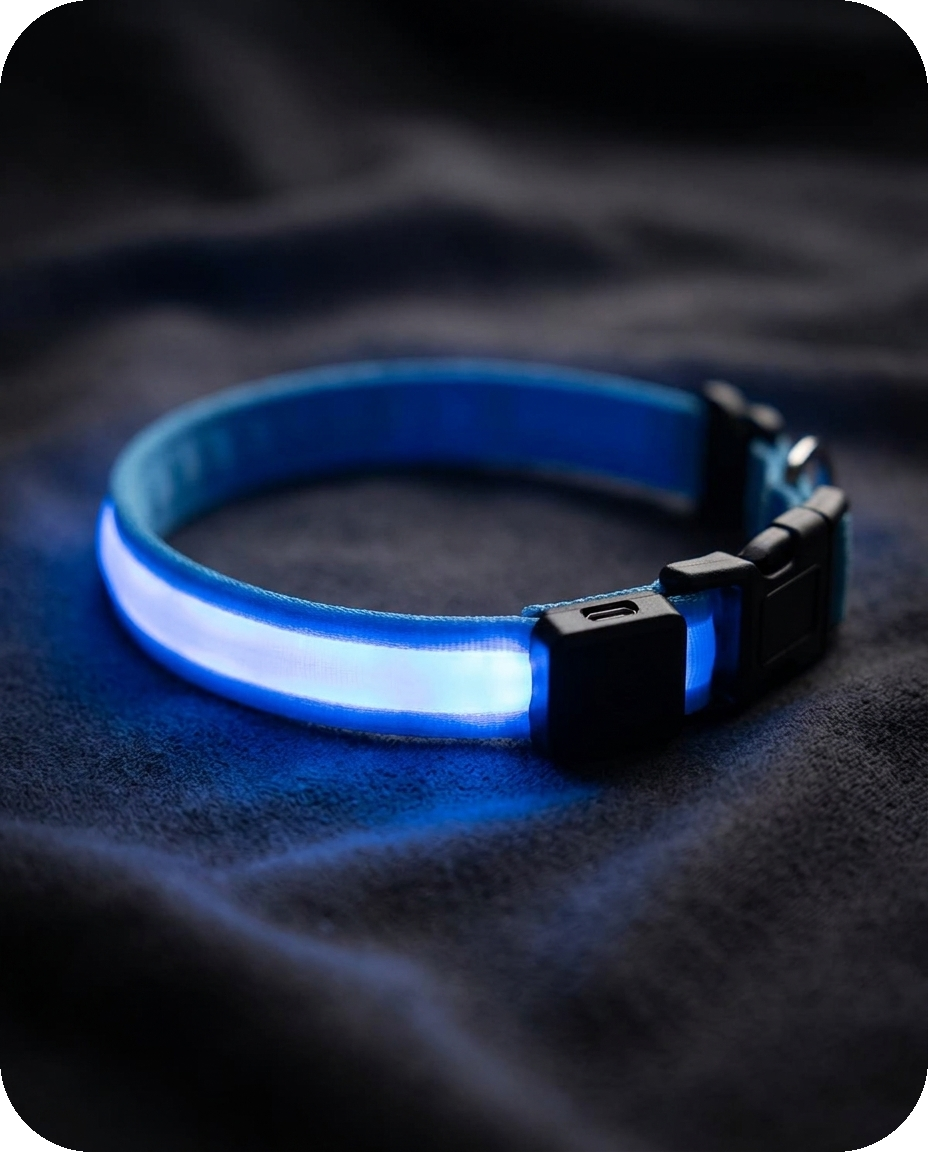 LED Glow-in-the-Dark Collar detail — Alder Pets & Co.