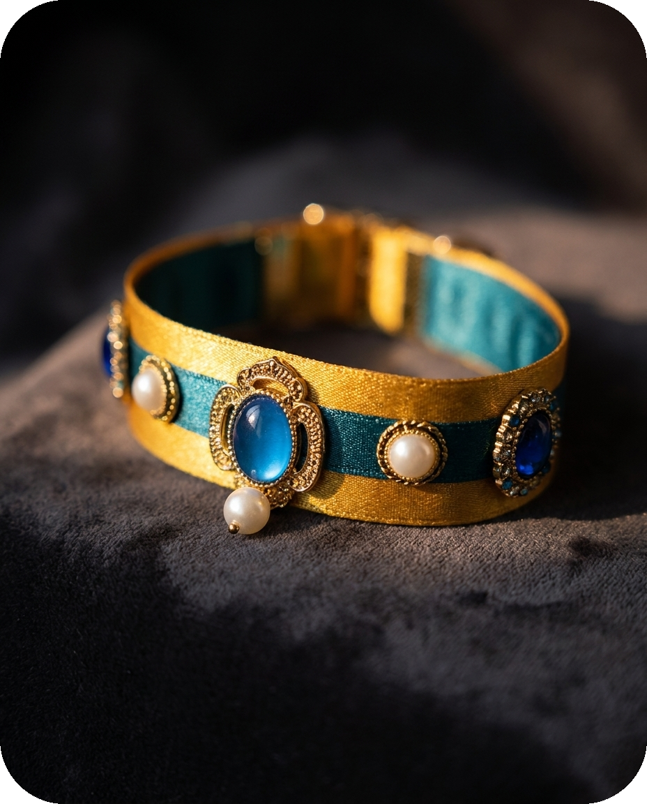 Gemstone Pearl Collar detail — Alder Pets & Co.