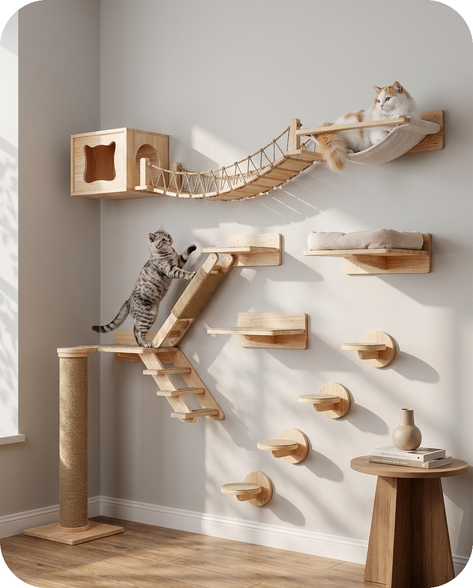 Modular Wall Climbing Shelf — full assembly — Alder Pets & Co.