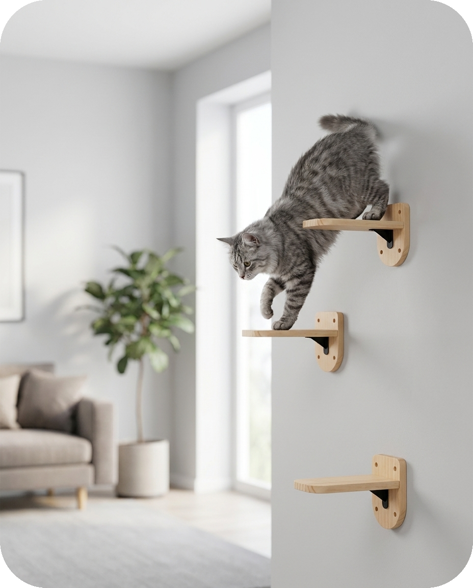 3 cat pedals — Modular Wall Climbing Shelf — Alder Pets & Co.