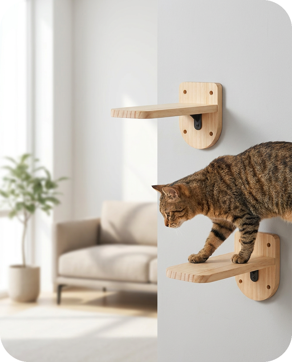 2 cat pedals — Modular Wall Climbing Shelf — Alder Pets & Co.
