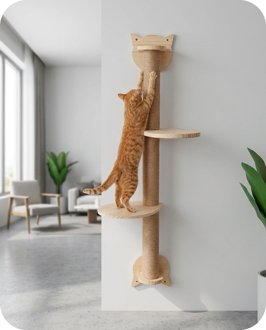 41in scratching post — Modular Wall Climbing Shelf — Alder Pets & Co.